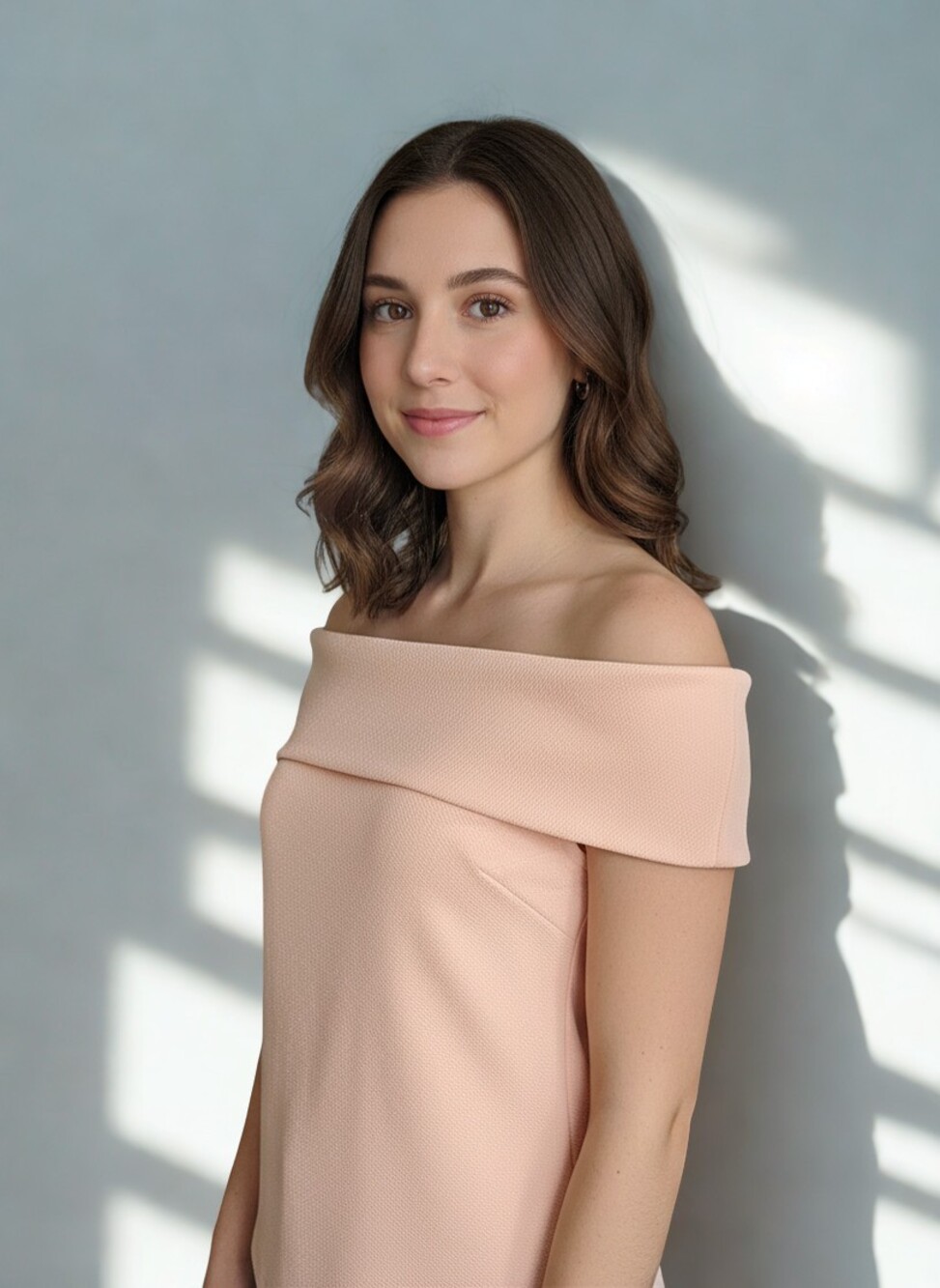 Women’s Blush Pink Off Shoulder Cowl Neck Textured Sleeveless Top Blouse